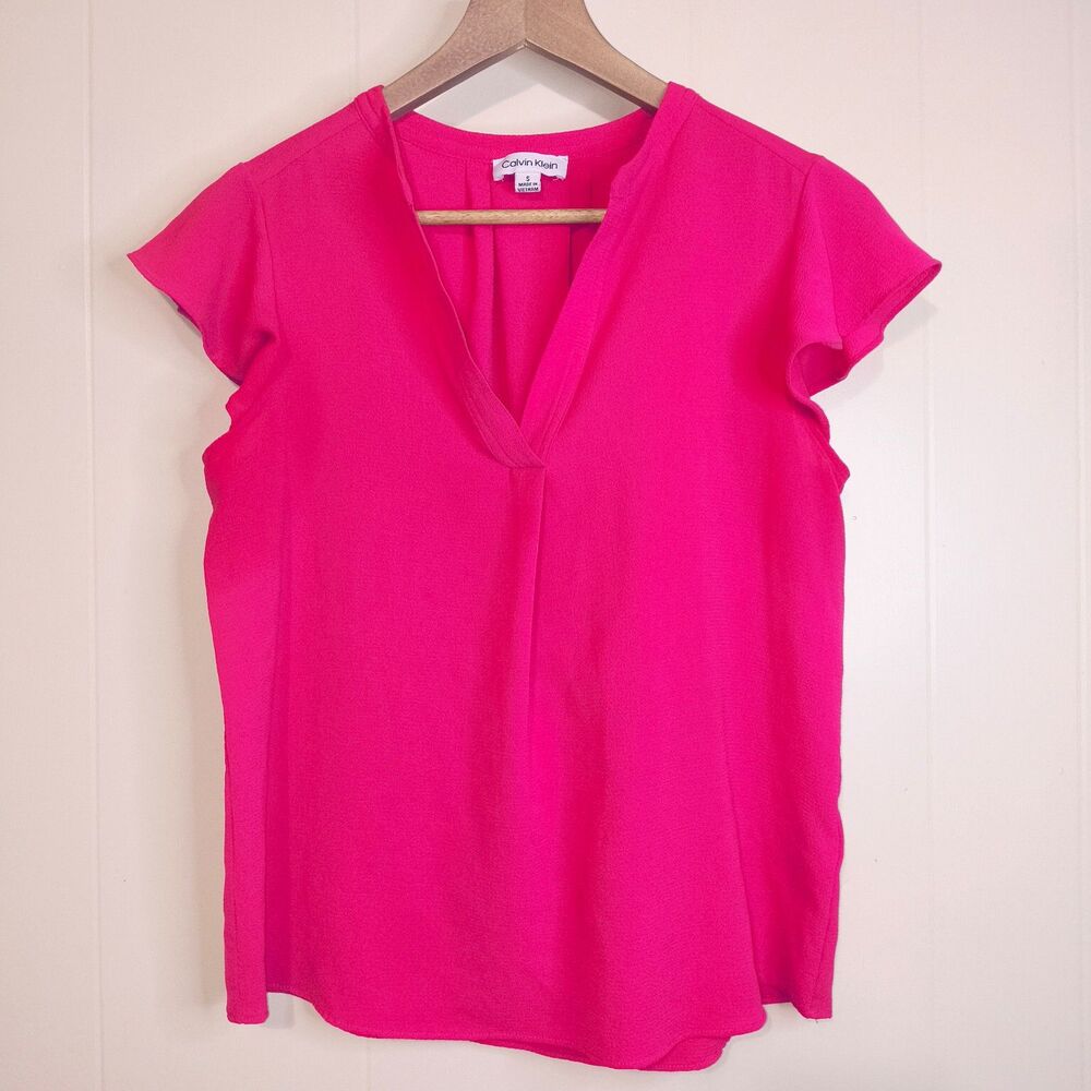 Calvin Klein Hot Pink Cap Sleeve Blouse
